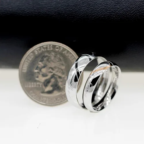 Miniatura 6 de Uloveido Anillos de compromiso de boda de acero inoxidable de titanio para parejas, grabados, amor real Y552