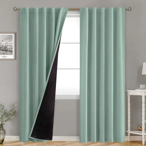 Miniatura 125 de BGment Cortinas 100% opacas beige de 63 pulgadas de largo con forro aislante térmico, bolsillo para varilla y lengüeta trasera de doble capa