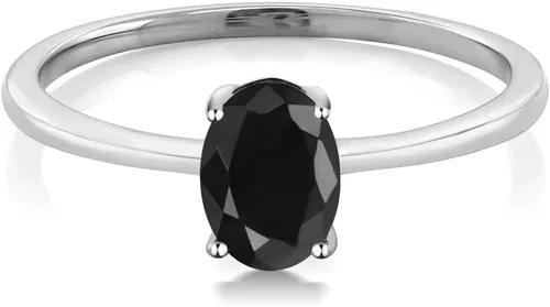Miniatura 39 de Gem Stone King Anillo de compromiso solitario con piedra preciosa de oro blanco de 10 quilates, ovalado, 0.27 x 0.19 pulgadas, anillo de promesa