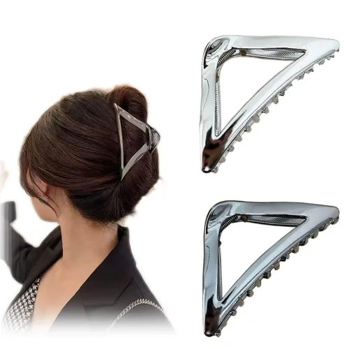Miniatura 13 de Pinzas para el cabello de geometría plateada irregular, pasadores elegantes con diseño de lazo, adornos grandes antideslizantes y accesorios