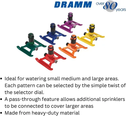 Miniatura 4 de Dramm ColorStorm - Aspersor de transmisión por engranajes sobre base de metal resistente y duradera, 4 patrones, ideal para áreas pequeñas, medianas