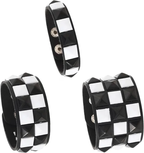 Miniatura 14 de 3 pulseras punk, pulseras de cuero con tachuelas, pulsera emo, pulseras góticas ajustables para hombres y mujeres