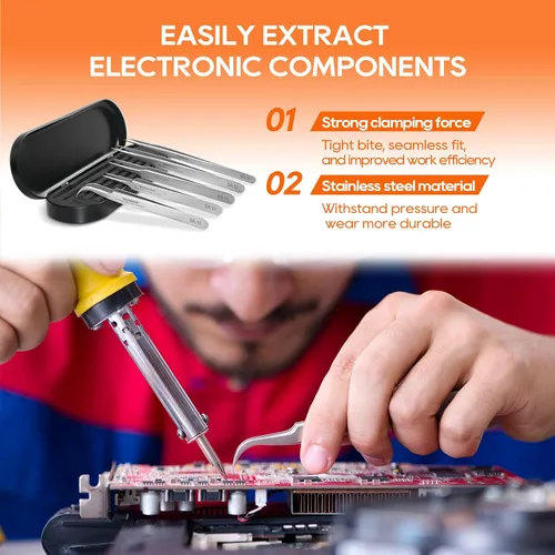 Miniatura 4 de Pinzas de precisión TOWOT, pinzas de pico de águila de acero inoxidable para manualidades, electrónica, soldadura, trabajo experimental, joyería