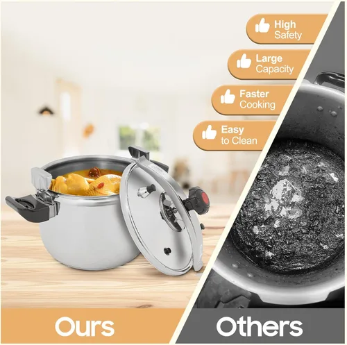 Miniatura 6 de Olla a presión de acero inoxidable de 27.5 cuartos de galón, gran capacidad, abrazadera de olla a presión comercial, válvulas dobles para uso