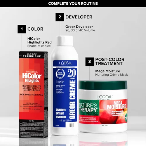 Miniatura 5 de L'Oréal Technique HiColor Red HiLights Permanent Hair Color for Dark Hair Intense Red Highlights No Pre-Lightening Required Rich, No-Drip Cobre
