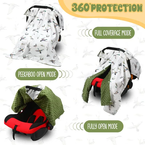 Miniatura 2 de Honeydak Funda de asiento de automóvil de pato mallardo, fundas para asiento de automóvil, toldo de lactancia infantil Minky, mantas de lactancia
