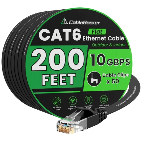Miniatura 19 de Cable Ethernet Cat 6 de 100 pies, para interiores y exteriores, red de Internet de alta velocidad de 10 Gbps, cable de conexión Ethernet plano