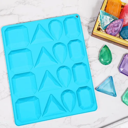 Miniatura 3 de Koluti Crystal Candy - Molde de silicona para hacer bricolaje, 16 cavidades, molde para hornear chocolate con gemas de caramelo de gomita