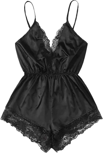 Conjunto de lencería sexy de encaje para mujer con cuello en V de seda pijamas dormir salón sexo cosas para parejas Kinky para el juego sexual
