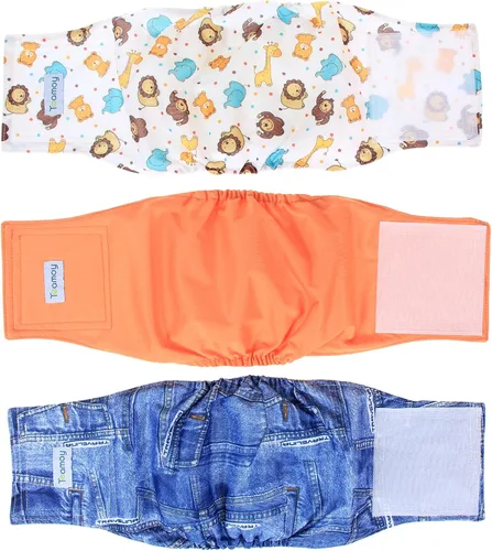 Miniatura 38 de Teamoy Pañales reutilizables para perros machos, bandas lavables para el vientre para cachorros, paquete de 3