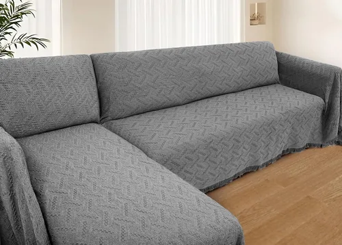Miniatura 13 de HOMERILLA - Fundas de sofá seccional para sofá seccional, cobija de sofá en forma de L, 2 piezas, protector de muebles en forma de L para mascotas