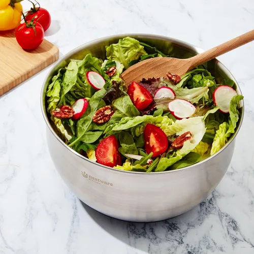 Miniatura 7 de Ensaladera de acero inoxidable grande, 5.3 cuartos de galón – Lavadora y secadora de lechugas, verduras y frutas con botón de freno de parada