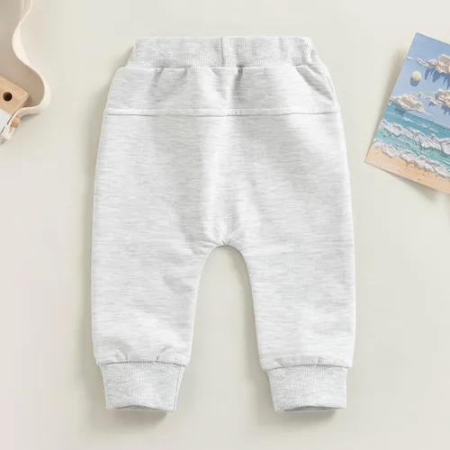 Miniatura 4 de Mubineo Pantalones deportivos básicos lisos para bebés, niños y niñas, cómodos pantalones de algodón con bolsillos