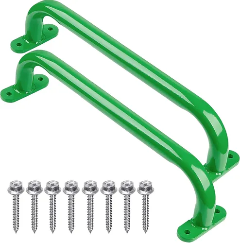 Juego de 2 asas de metal de 17.2 pulgadas para patio de recreo, juego de 2 columpios para exteriores, barra de agarre para niños, barras de mono