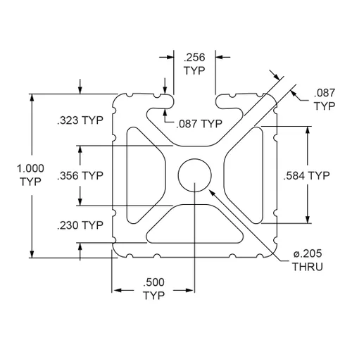 Miniatura 2 de 8020, 1001, Serie 10 de aluminio de 1.0 pulgadas x 1.0 pulgadas de un solo canal de extrusión de aluminio T ranurado perfil 80/20