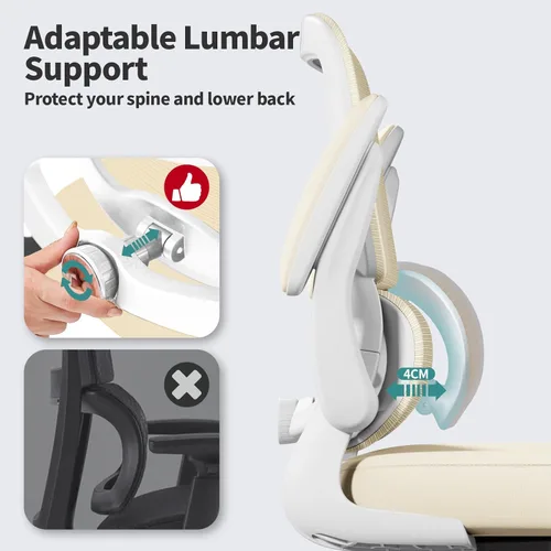 Miniatura 4 de TRALT Silla de Oficina Ergonómica para Escritorio, Sillas de Escritorio de Oficina de Malla para el Hogar con Capacidad de 330 LBS con Ruedas, Beige