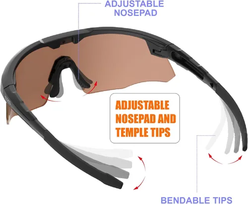 Miniatura 8 de Gafas de sol de béisbol pequeñas envolventes para jóvenes, niños y mujeres, para correr, ciclismo, deportes al aire libre S598 Negro/Amarillo Verde