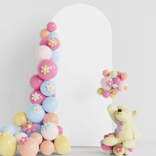 Miniatura 7 de Soporte de arco de boda Putros de 7.2 pies beige con forro de spandex ajustado y parte superior redonda Chiara para cubrir soportes de telón