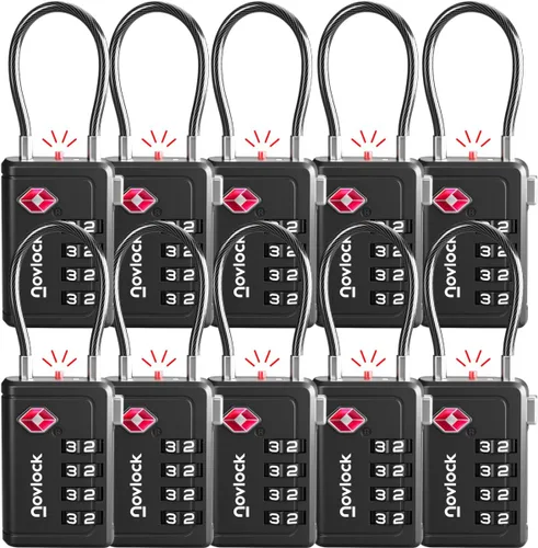 Miniatura 23 de Cerradura de equipaje aprobada por la TSA Indicador de inspección, combinación de 4 dígitos, aleación de zinc duradera para maletas, mochilas