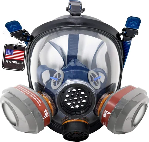 Miniatura 13 de Parcil Distribution Full Face Respirator Mask - Air Purifying, Organic Vapor & Particulate - Industrial Use - CE Tested Pd-100 Azul Ártico