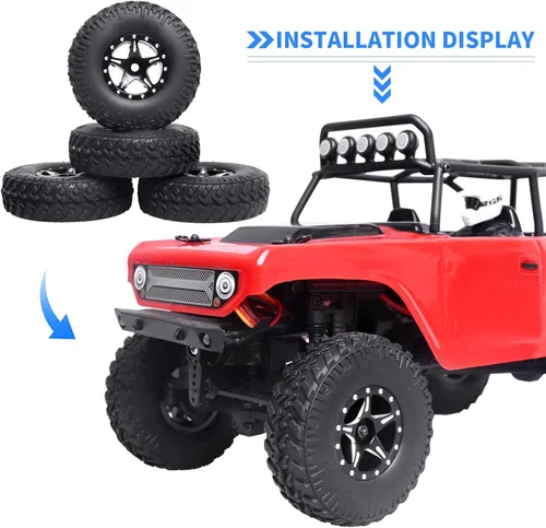 Miniatura 4 de Juego de ruedas y neumáticos Beadlock 1.0 para escala 1/24 Axial SCX24 AX24 Gladiator Deadbolt Bronco C10 JLU CRC B17 Betty Chevy RC Crawler piezas