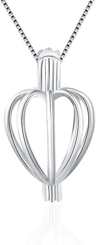 Colgantes minimalistas de jaula de corazón para fabricación de joyas de perlas de plata de ley, colgantes de jaula de diseño para mujer