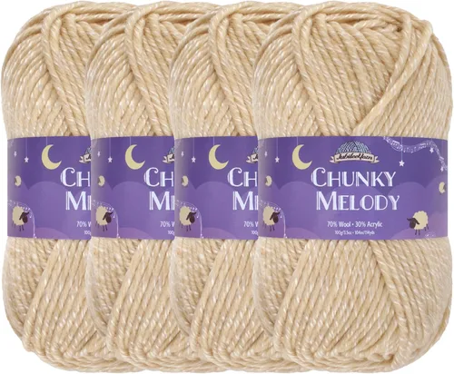 Miniatura 50 de JubileeYarn Chunky Melody - Hilo para tejer 100g/madeja, mezcla de lana gruesa, color maíz naranja - 2 madejas 15 Maíz Naranja