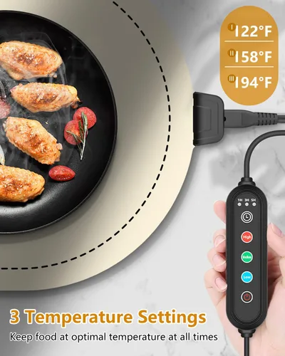 Miniatura 4 de seenlast Tapete de calentamiento para alimentos con temporizador de temperatura ajustable, calentadores de alimentos de silicona de calentamiento