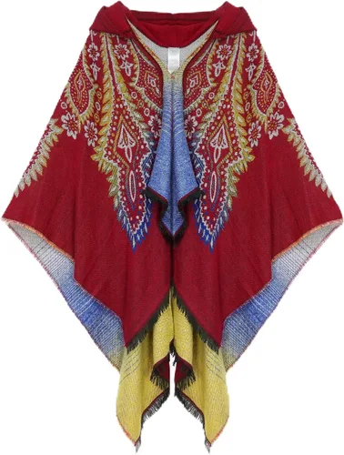 Miniatura 12 de Uyuni Poncho con volantes estilo chal bohemio para mujer, holgado, vintage