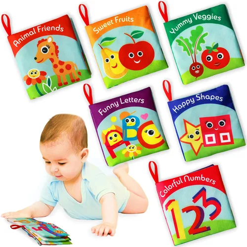 Miniatura 6 de BabyBibi Libros de tela para bebés – Aprende sobre las estaciones, ilustraciones juguetonas, páginas que crujen y personajes lindos, para bebés