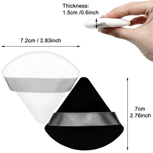 Miniatura 3 de 12 esponjas de maquillaje cosméticas, 2.76 pulgadas, portátil, suave, esponja, ajuste facial, terciopelo triangular con asa de cinta para polvo 6
