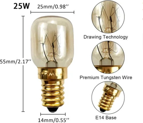 Miniatura 2 de Othmro 3 bombillas de microondas 220-240 V 220 bombillas de microondas E14, 2700 K cálido horno bombilla reemplazo electrodoméstico, incandescente