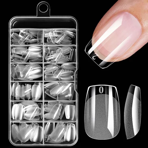 Miniatura 12 de 240 puntas de uñas de gel extra cortas, uñas postizas de almendra, uñas postizas transparentes, uñas cortas XS de almendra, puntas de uñas