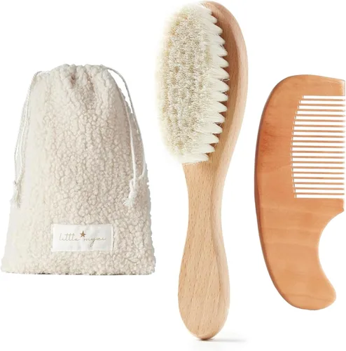 MYZI Juego de cepillos para el pelo del bebé – Juego de cepillo y peine para bebé recién nacido, peine y cepillo para bebé niño y niña, cepillo para