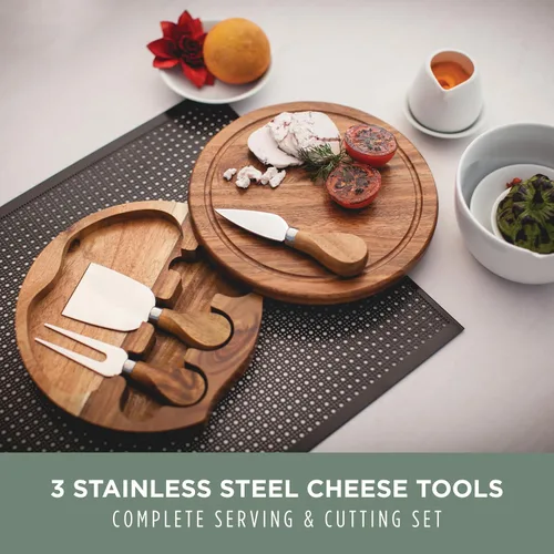 Miniatura 2 de TOSCANA - un set de tabla de queso de brie de madera de acacia y cuchillo de la marca Picnic Time - Set de tabla de embutidos - Tabla de cortar