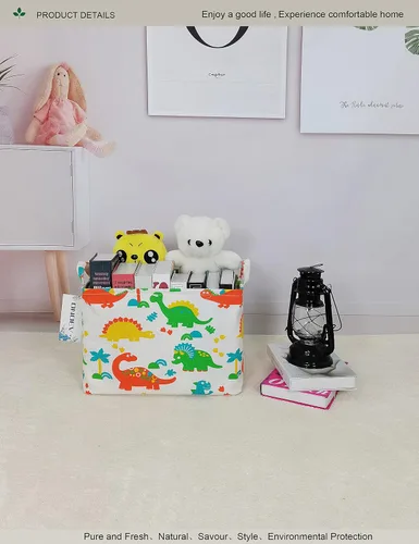Miniatura 8 de Canasta ONOEV de lavandería, plegable, rectangular, de lona, para guardería, adecuada para niños, oficina, dormitorio, ropa, almacenamiento