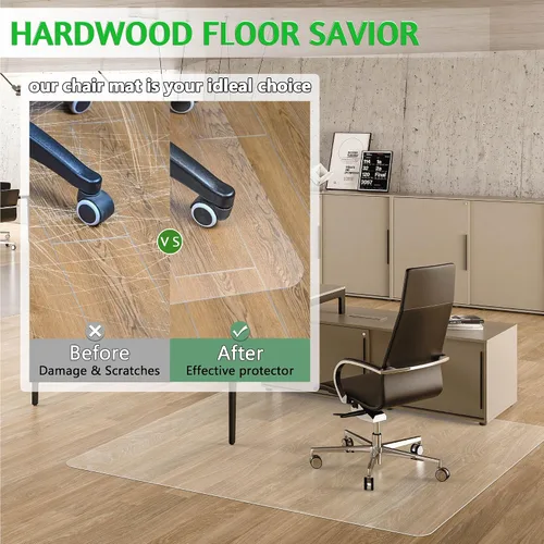 Miniatura 3 de 100pointONE Tapete grande para silla de oficina para suelo de madera dura, 46 x 72 pulgadas, protector de suelo transparente para silla rodante