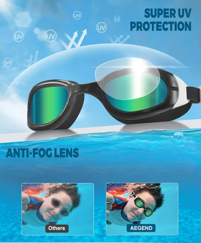 Miniatura 3 de Aegend Gafas de natación polarizadas para niños, gafas de natación antivaho para niños de 6 a 11 años