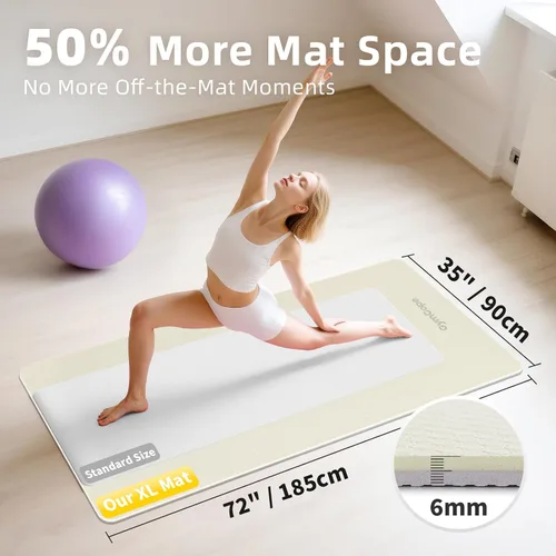 Miniatura 2 de Tapete de yoga extra grande – 72 x 48 pulgadas o 78 x 57 pulgadas, 1/4 a 1/2 pulgadas de grosor para mujeres y hombres, tapete de pilates