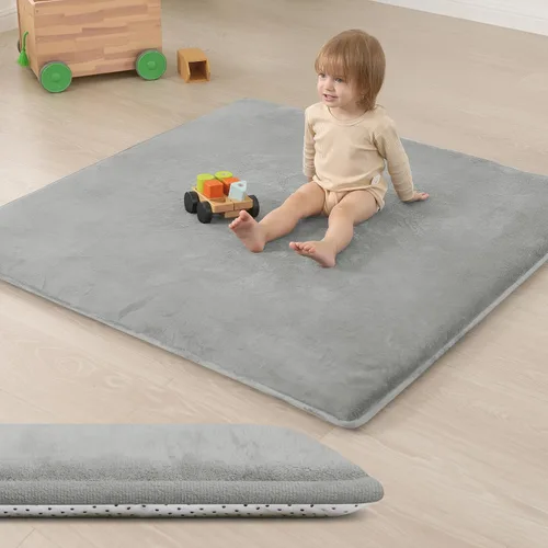 Miniatura 16 de Huloo Sleep Alfombra de Juego para Bebés para Piso, Espesor de 1.3" de Espuma Elástica, Alfombra de 1.27m×1.27m para Tiempo de Barriga, Terciopelo