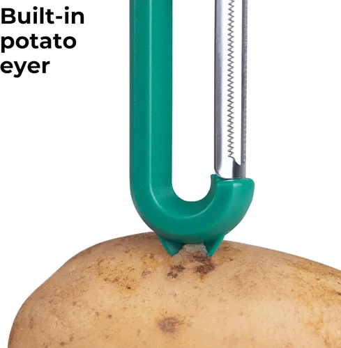 Miniatura 4 de Linoroso Pelador de frutas dentado, pelador clásico de verduras, pelador europeo para cocina, pelador japonés de verduras de acero inoxidable