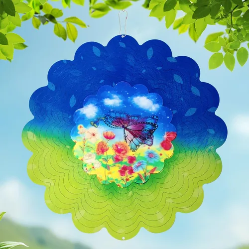 Miniatura 12 de Molinillos de viento de metal de mariposa – Regalos de mariposa para mujeres, mamá, abuela, esposa, Molinillo de viento colgante para decoración