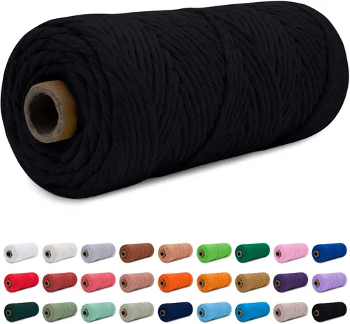 Miniatura 38 de CAMAL Cordón de macramé de 0.157 in x 109 yardas (328.1 ft), cuerda de algodón de color para tejer, manualidades, colgar en la pared, proyectos