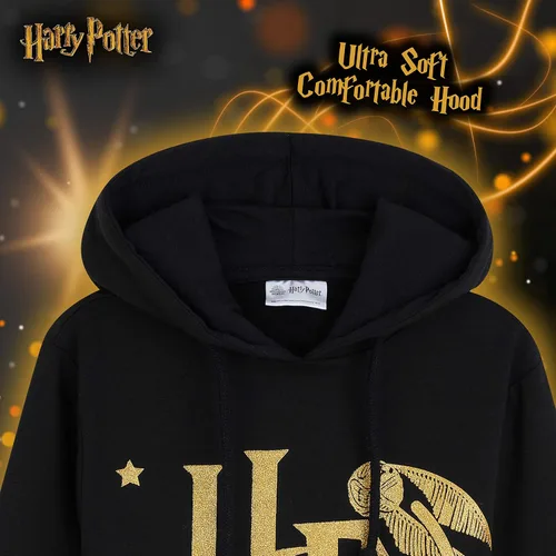 Miniatura 4 de Harry Potter Sudadera con capucha para niñas y adolescentes Hogwarts suave negrodoradorojo con cremallera