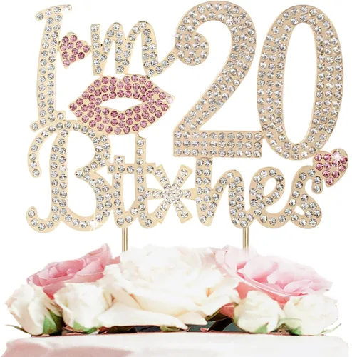 Miniatura 8 de ¡Soy el topper de pastel de cumpleaños número 15 divertido en oro y rosa con strass - ¡Feliz cumpleaños número 15, saludos a los quince años!