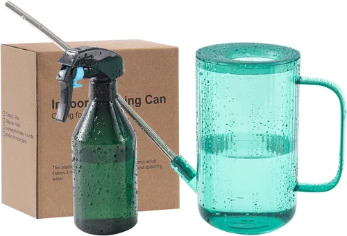 Miniatura 8 de Tennedriv Green Lata de riego con boquilla larga, para interior, pequeñas latas de riego para plantas de casa, flores, suculentas (marrón)