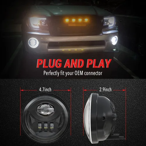 Miniatura 5 de Conjunto de luz antiniebla LED para Tacoma 2005-2011/Solara 2004-2006/Sequoia 2008-2015/Tundra 2007-2013- par, color negro