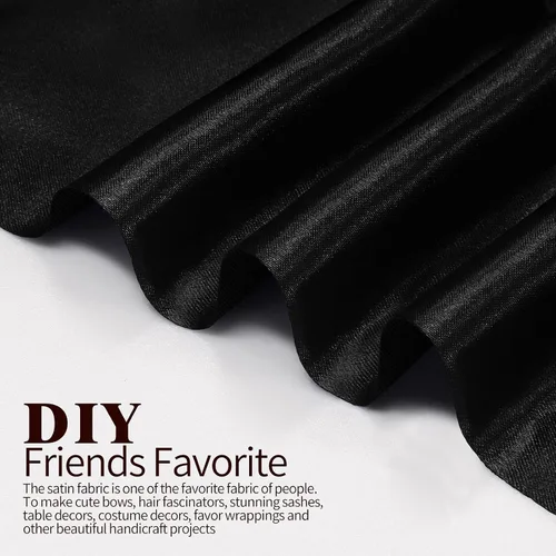 Miniatura 3 de Horbaunal Tela de Satén Negro de 60 Pulgadas de Ancho por Yarda, Tela de Satén Charmeuse Suave para Vestido de Novia, Manualidades DIY, Disfraces, 1