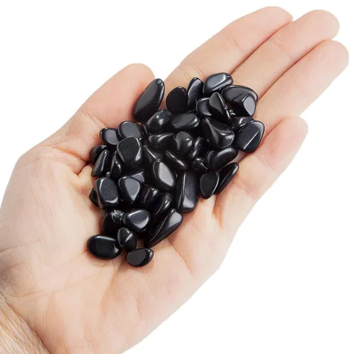 Miniatura 6 de Guijarros decorativos de cristal de 1 libra (460 g), piedras de obsidiana de forma irregular, pequeñas piedras pulidas trituradas, grava de piezas