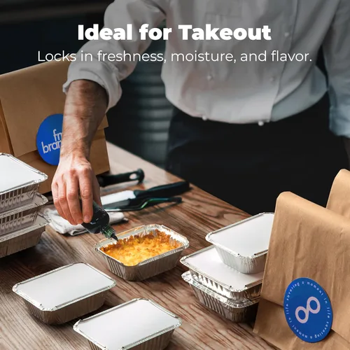 Miniatura 3 de Fit Meal Prep Paquete de 100 sartenes pequeñas de papel de aluminio de 1 libra con tapas, recipientes desechables para alimentos con tapas